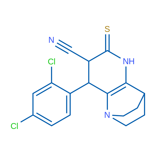 3-(2,4-Dichlorophenyl)-5-sulfanylidene-1,6-diazatricyclo[6.2.2.0^{2,7}]dodec-2(7)-ene-4-carbonitrile 1g