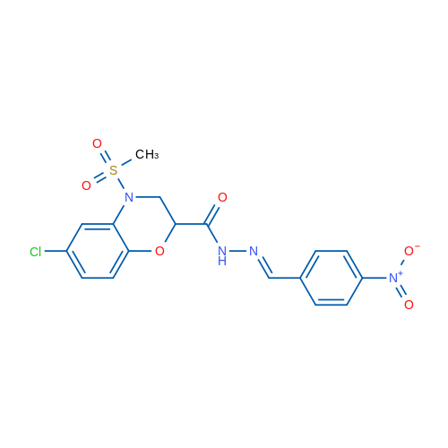 6-Chloro-4-methanesulfonyl-N'-[(1E)-(4-nitrophenyl)methylidene]-3,4-dihydro-2H-1,4-benzoxazine-2-carbohydrazide 1g