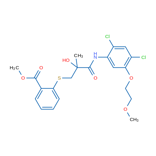 Methyl 2-[(2-{[2,4-dichloro-5-(2-methoxyethoxy)phenyl]carbamoyl}-2-hydroxy-2-methylethyl)sulfanyl]benzoate 1g