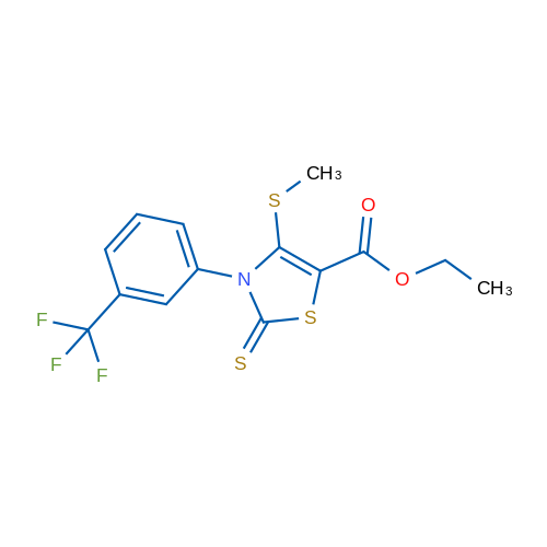 Ethyl 4-(methylsulfanyl)-2-sulfanylidene-3-[3-(trifluoromethyl)phenyl]-2,3-dihydro-1,3-thiazole-5-carboxylate 1g