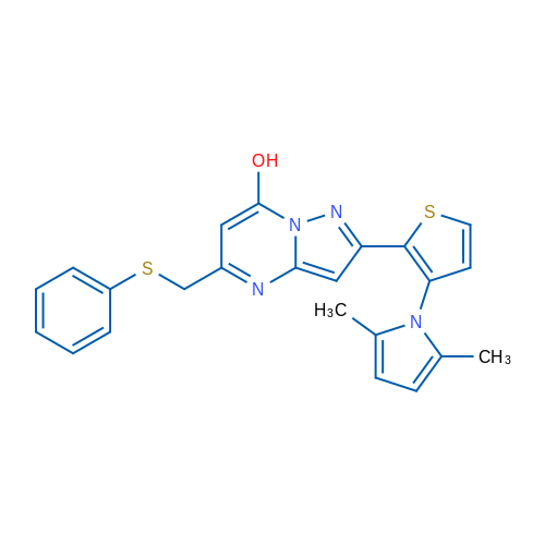 2-[3-(2,5-Dimethyl-1H-pyrrol-1-yl)thiophen-2-yl]-5-[(phenylsulfanyl)methyl]pyrazolo[1,5-a]pyrimidin-7-ol 1g