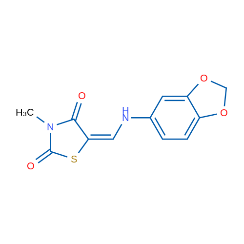 (5E)-5-{[(2H-1,3-benzodioxol-5-yl)amino]methylidene}-3-methyl-1,3-thiazolidine-2,4-dione 1g