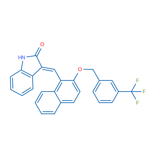 (3E)-3-[(2-{[3-(trifluoromethyl)phenyl]methoxy}naphthalen-1-yl)methylidene]-2,3-dihydro-1H-indol-2-one 1g