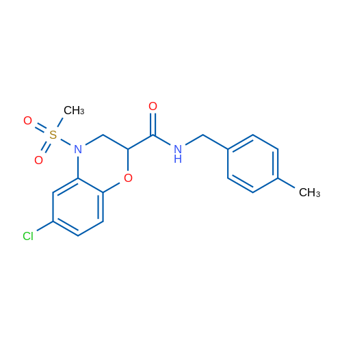 6-Chloro-4-methanesulfonyl-N-[(4-methylphenyl)methyl]-3,4-dihydro-2H-1,4-benzoxazine-2-carboxamide 1g
