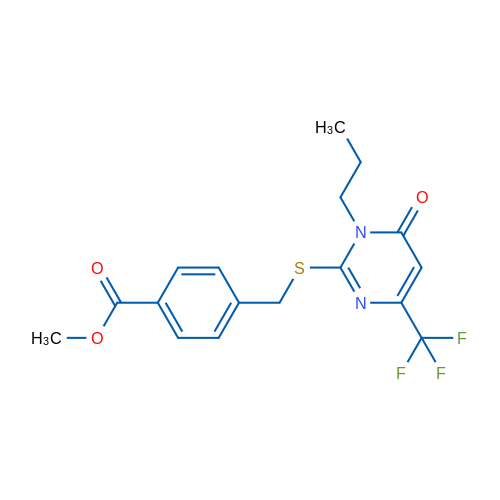 Methyl 4-({[6-oxo-1-propyl-4-(trifluoromethyl)-1,6-dihydropyrimidin-2-yl]sulfanyl}methyl)benzoate 1g