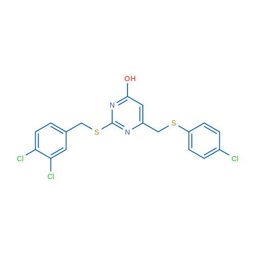 6-{[(4-chlorophenyl)sulfanyl]methyl}-2-{[(3,4-dichlorophenyl)methyl]sulfanyl}pyrimidin-4-ol 1g