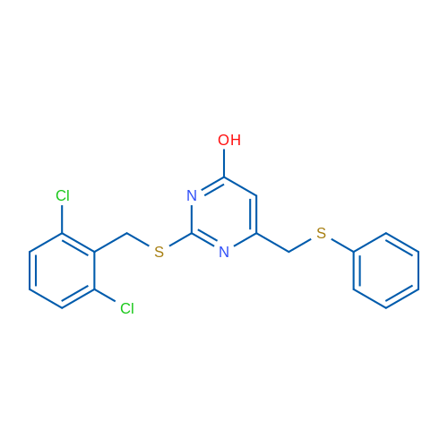 2-{[(2,6-dichlorophenyl)methyl]sulfanyl}-6-[(phenylsulfanyl)methyl]pyrimidin-4-ol 1g