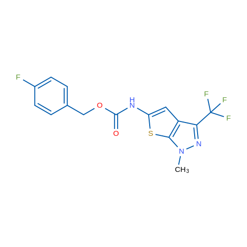 (4-Fluorophenyl)methyl N-[1-methyl-3-(trifluoromethyl)-1H-thieno[2,3-c]pyrazol-5-yl]carbamate 1g
