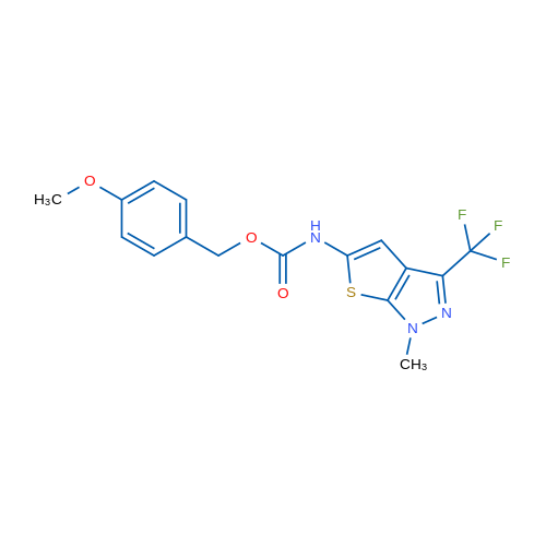 (4-Methoxyphenyl)methyl N-[1-methyl-3-(trifluoromethyl)-1H-thieno[2,3-c]pyrazol-5-yl]carbamate 1g