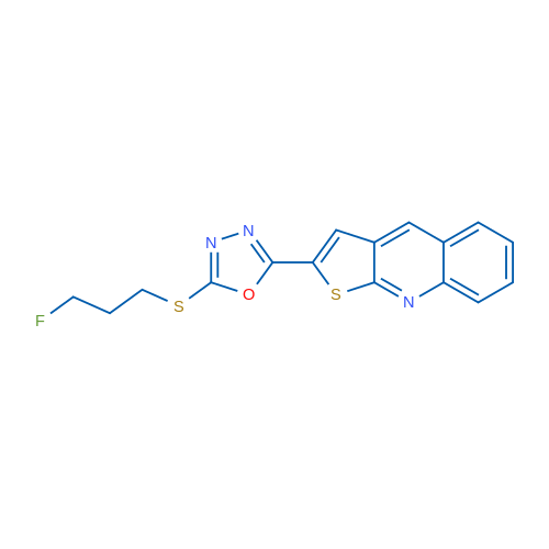 2-[(3-Fluoropropyl)sulfanyl]-5-{thieno[2,3-b]quinolin-2-yl}-1,3,4-oxadiazole 1g