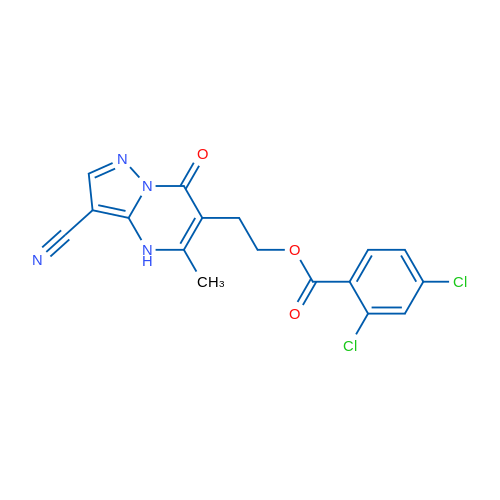 2-{3-cyano-5-methyl-7-oxo-4H,7H-pyrazolo[1,5-a]pyrimidin-6-yl}ethyl 2,4-dichlorobenzoate 1g