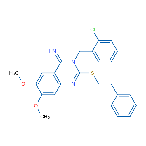 3-[(2-Chlorophenyl)methyl]-6,7-dimethoxy-2-[(2-phenylethyl)sulfanyl]-3,4-dihydroquinazolin-4-imine 1g