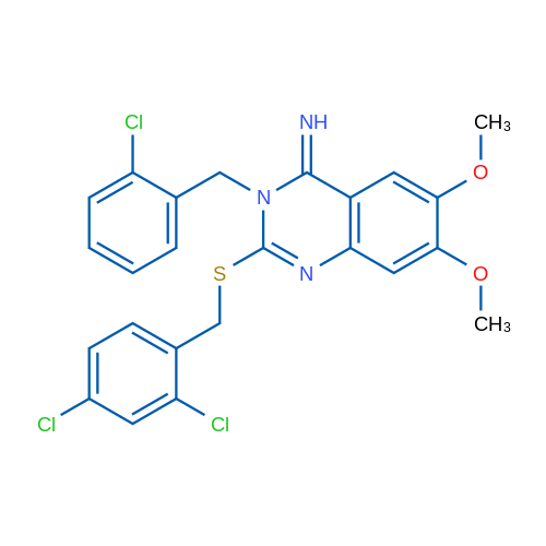 3-[(2-Chlorophenyl)methyl]-2-{[(2,4-dichlorophenyl)methyl]sulfanyl}-6,7-dimethoxy-3,4-dihydroquinazolin-4-imine 1g
