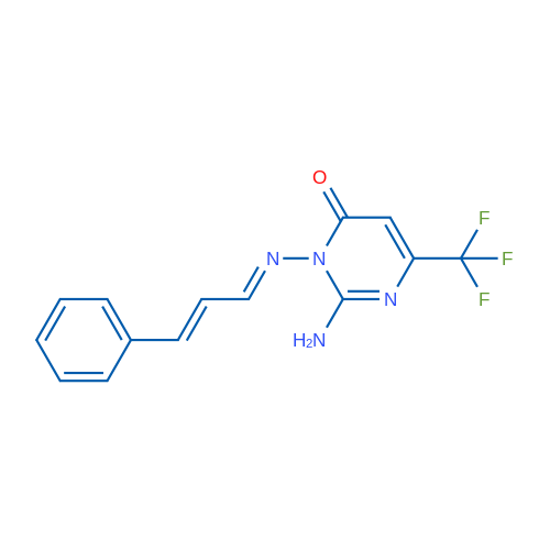 2-Amino-3-[(E)-[(2E)-3-phenylprop-2-en-1-ylidene]amino]-6-(trifluoromethyl)-3,4-dihydropyrimidin-4-one 1g