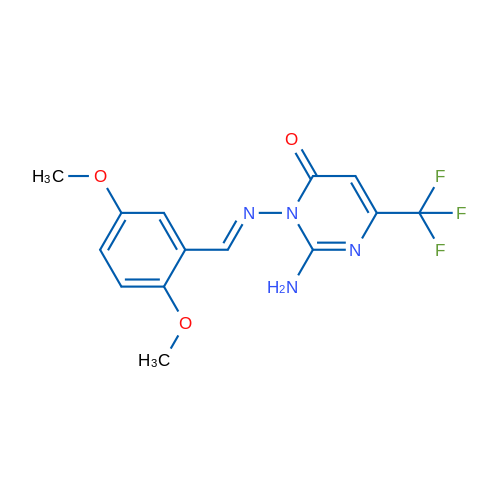2-Amino-3-[(E)-[(2,5-dimethoxyphenyl)methylidene]amino]-6-(trifluoromethyl)-3,4-dihydropyrimidin-4-one 1g