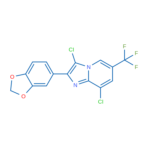 2-(2H-1,3-Benzodioxol-5-yl)-3,8-dichloro-6-(trifluoromethyl)imidazo[1,2-a]pyridine 1g