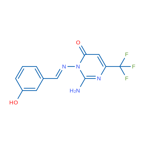 2-Amino-3-[(E)-[(3-hydroxyphenyl)methylidene]amino]-6-(trifluoromethyl)-3,4-dihydropyrimidin-4-one 1g