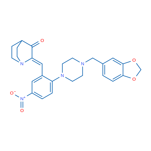 (2Z)-2-[(2-{4-[(2H-1,3-benzodioxol-5-yl)methyl]piperazin-1-yl}-5-nitrophenyl)methylidene]-1-azabicyclo[2.2.2]octan-3-one 1g