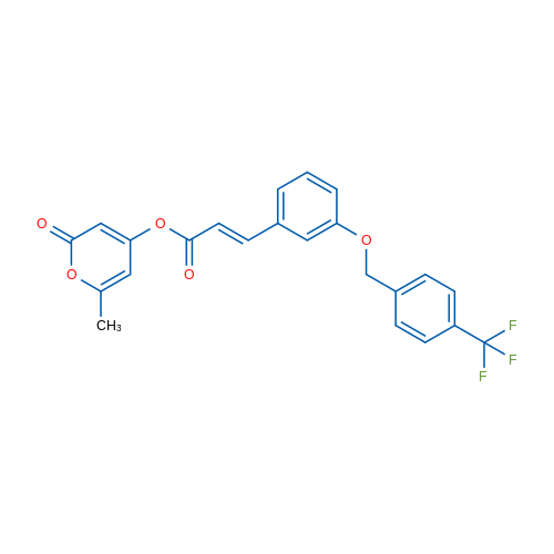 6-Methyl-2-oxo-2H-pyran-4-yl (2E)-3-(3-{[4-(trifluoromethyl)phenyl]methoxy}phenyl)prop-2-enoate 1g