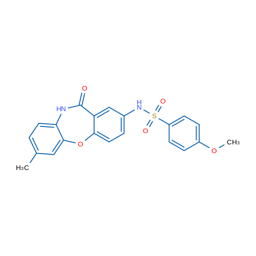 4-Methoxy-N-{5-methyl-10-oxo-2-oxa-9-azatricyclo[9.4.0.0^{3,8}]pentadeca-1(11),3(8),4,6,12,14-hexaen-13-yl}benzene-1-sulfonamide 1g