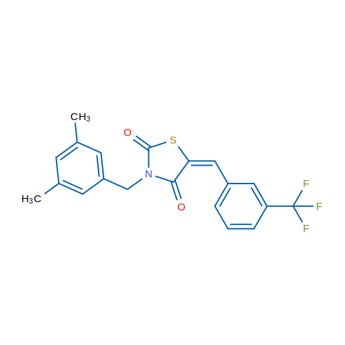 (5E)-3-[(3,5-Dimethylphenyl)methyl]-5-{[3-(trifluoromethyl)phenyl]methylidene}-1,3-thiazolidine-2,4-dione 1g