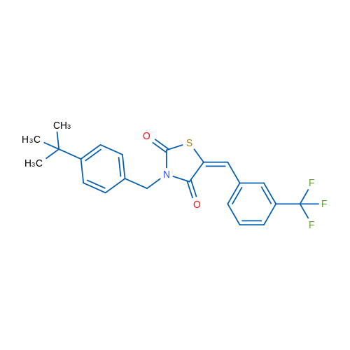(5E)-3-[(4-tert-Butylphenyl)methyl]-5-{[3-(trifluoromethyl)phenyl]methylidene}-1,3-thiazolidine-2,4-dione 1g