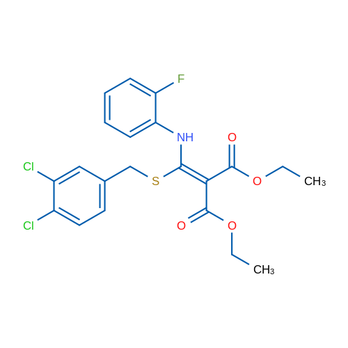 1,3-Diethyl 2-({[(3,4-dichlorophenyl)methyl]sulfanyl}[(2-fluorophenyl)amino]methylidene)propanedioate 1g