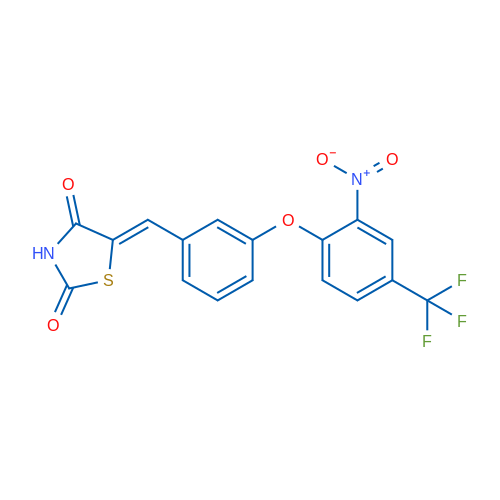 (5Z)-5-({3-[2-nitro-4-(trifluoromethyl)phenoxy]phenyl}methylidene)-1,3-thiazolidine-2,4-dione 1g
