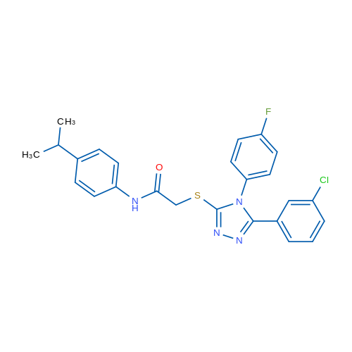 2-{[5-(3-chlorophenyl)-4-(4-fluorophenyl)-4H-1,2,4-triazol-3-yl]sulfanyl}-N-[4-(propan-2-yl)phenyl]acetamide 1g