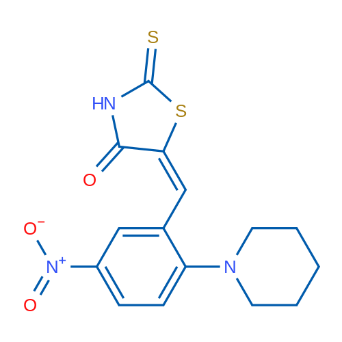 (5E)-5-{[5-nitro-2-(piperidin-1-yl)phenyl]methylidene}-2-sulfanylidene-1,3-thiazolidin-4-one 1g