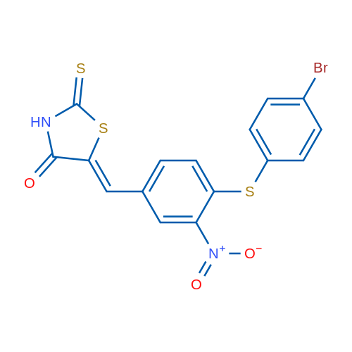 (5Z)-5-({4-[(4-bromophenyl)sulfanyl]-3-nitrophenyl}methylidene)-2-sulfanylidene-1,3-thiazolidin-4-one 1g