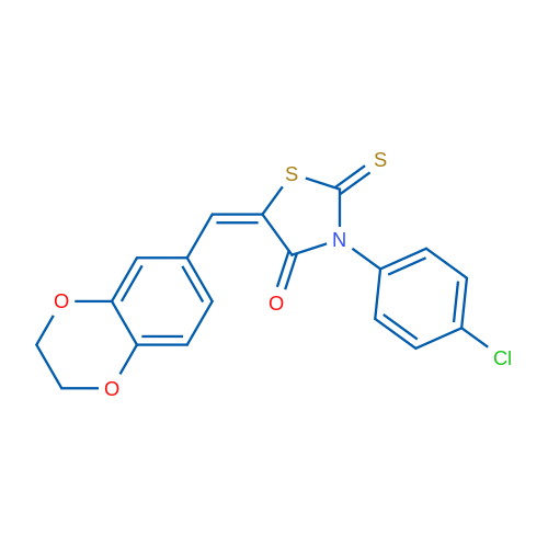 (5E)-3-(4-Chlorophenyl)-5-[(2,3-dihydro-1,4-benzodioxin-6-yl)methylidene]-2-sulfanylidene-1,3-thiazolidin-4-one 1g