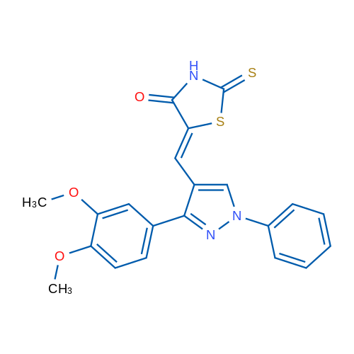 (5Z)-5-{[3-(3,4-dimethoxyphenyl)-1-phenyl-1H-pyrazol-4-yl]methylidene}-2-sulfanylidene-1,3-thiazolidin-4-one 1g