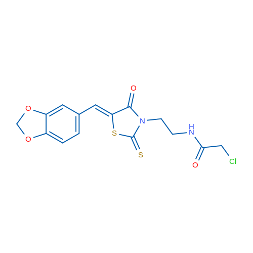 N-{2-[5-(2H-1,3-benzodioxol-5-ylmethylidene)-4-oxo-2-sulfanylidene-1,3-thiazolidin-3-yl]ethyl}-2-chloroacetamide 50mg