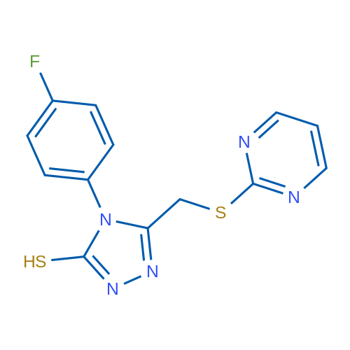4-(4-fluorophenyl)-5-[(pyrimidin-2-ylthio)methyl]-4{H}-1,2,4-triazole-3-thiol 1g