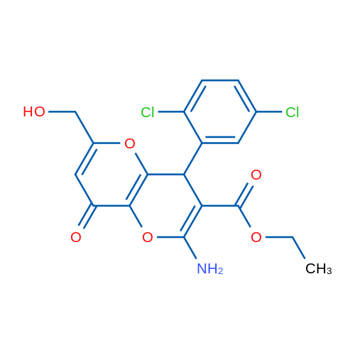 Ethyl 2-amino-4-(2,5-dichlorophenyl)-6-(hydroxymethyl)-8-oxo-4H,8H-pyrano[3,2-b]pyran-3-carboxylate 1g