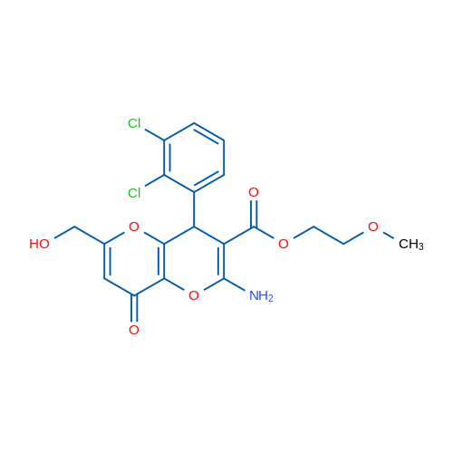 2-Methoxyethyl 2-amino-4-(2,3-dichlorophenyl)-6-(hydroxymethyl)-8-oxo-4H,8H-pyrano[3,2-b]pyran-3-carboxylate 1g