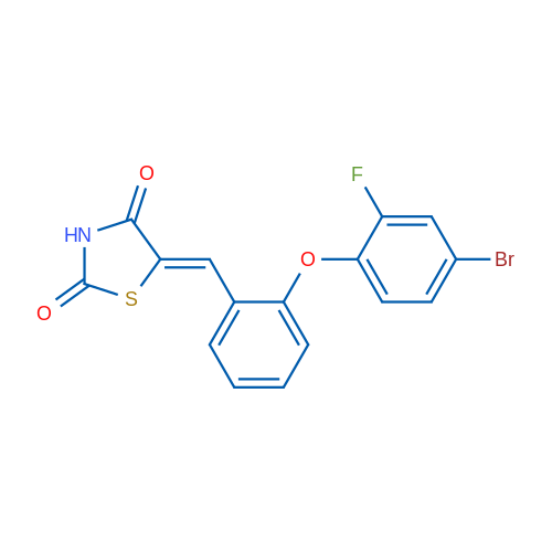 (5Z)-5-{[2-(4-bromo-2-fluorophenoxy)phenyl]methylidene}-1,3-thiazolidine-2,4-dione 1g