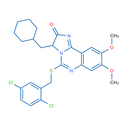 3-(Cyclohexylmethyl)-5-{[(2,5-dichlorophenyl)methyl]sulfanyl}-8,9-dimethoxy-2H,3H-imidazo[1,2-c]quinazolin-2-one 1g