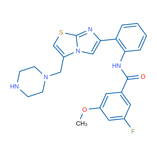 3-Fluoro-5-methoxy-N-(2-(3-(piperazin-1-ylmethyl)imidazo[2,1-b]thiazol-6-yl)phenyl)benzamide 1g