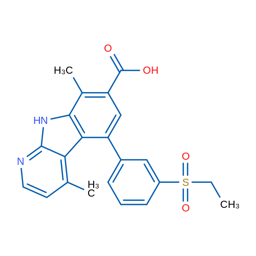 5-(3-(Ethylsulfonyl)phenyl)-4,8-dimethyl-9H-pyrido[2,3-b]indole-7-carboxylic acid 250mg