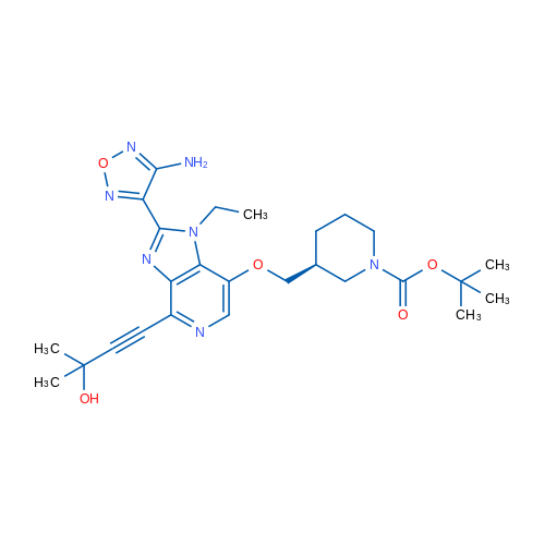 (S)-tert-butyl 3-((2-(4-amino-1,2,5-oxadiazol-3-yl)-1-ethyl-4-(3-hydroxy-3-methylbut-1-ynyl)-1H-imidazo[4,5-c]pyridin-7-yloxy)methyl)piperidine-1-carboxylate 10mg