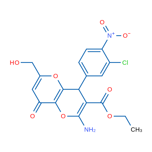 Ethyl 2-amino-4-(3-chloro-4-nitrophenyl)-6-(hydroxymethyl)-8-oxo-4H,8H-pyrano[3,2-b]pyran-3-carboxylate 1g