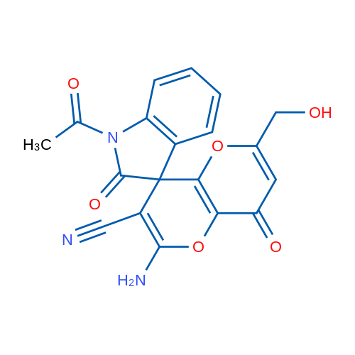 1-Acetyl-2'-amino-6'-(hydroxymethyl)-2,8'-dioxo-1,2-dihydro-8'H-spiro[indole-3,4'-pyrano[3,2-b]pyran]-3'-carbonitrile 1g