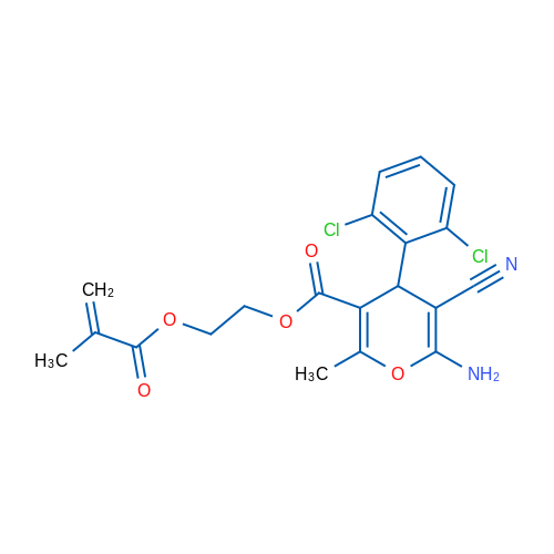 2-[6-Amino-5-cyano-4-(2,6-dichlorophenyl)-2-methyl-4H-pyran-3-carbonyloxy]ethyl 2-methylprop-2-enoate 1g