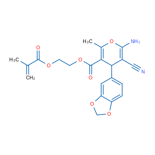 2-[6-Amino-4-(2H-1,3-benzodioxol-5-yl)-5-cyano-2-methyl-4H-pyran-3-carbonyloxy]ethyl 2-methylprop-2-enoate 1g