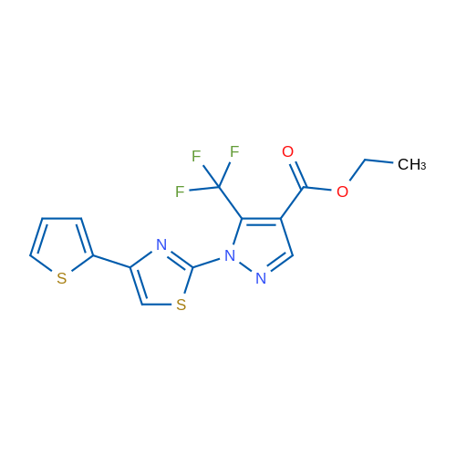 Ethyl 1-[4-(thiophen-2-yl)-1,3-thiazol-2-yl]-5-(trifluoromethyl)-1H-pyrazole-4-carboxylate 1g