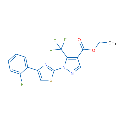 Ethyl 1-[4-(2-fluorophenyl)-1,3-thiazol-2-yl]-5-(trifluoromethyl)-1H-pyrazole-4-carboxylate 1g