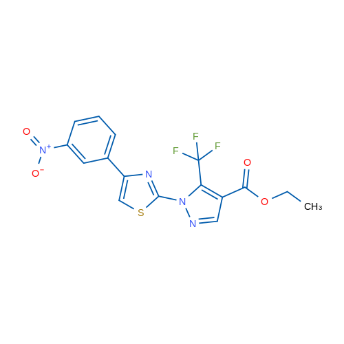 Ethyl 1-[4-(3-nitrophenyl)-1,3-thiazol-2-yl]-5-(trifluoromethyl)-1H-pyrazole-4-carboxylate 1g