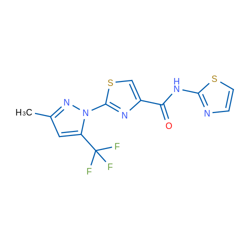 2-[3-Methyl-5-(trifluoromethyl)-1H-pyrazol-1-yl]-N-(1,3-thiazol-2-yl)-1,3-thiazole-4-carboxamide 1g